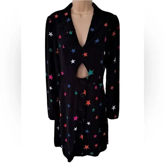 Nobody's Child Star Multi Color Cut out Mini Skater Dress Black Size 6 - Picture 11 of 16
